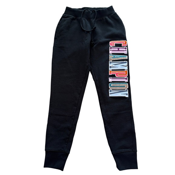 Champion Pants - Champion Reverse Weave Black Joggers Multi Color Logo Sweatpants Size Small
